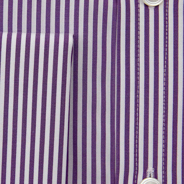 Classic Fit Purple Bengal Stripe Cotton Shirt with Classic Collar & Double Cuff