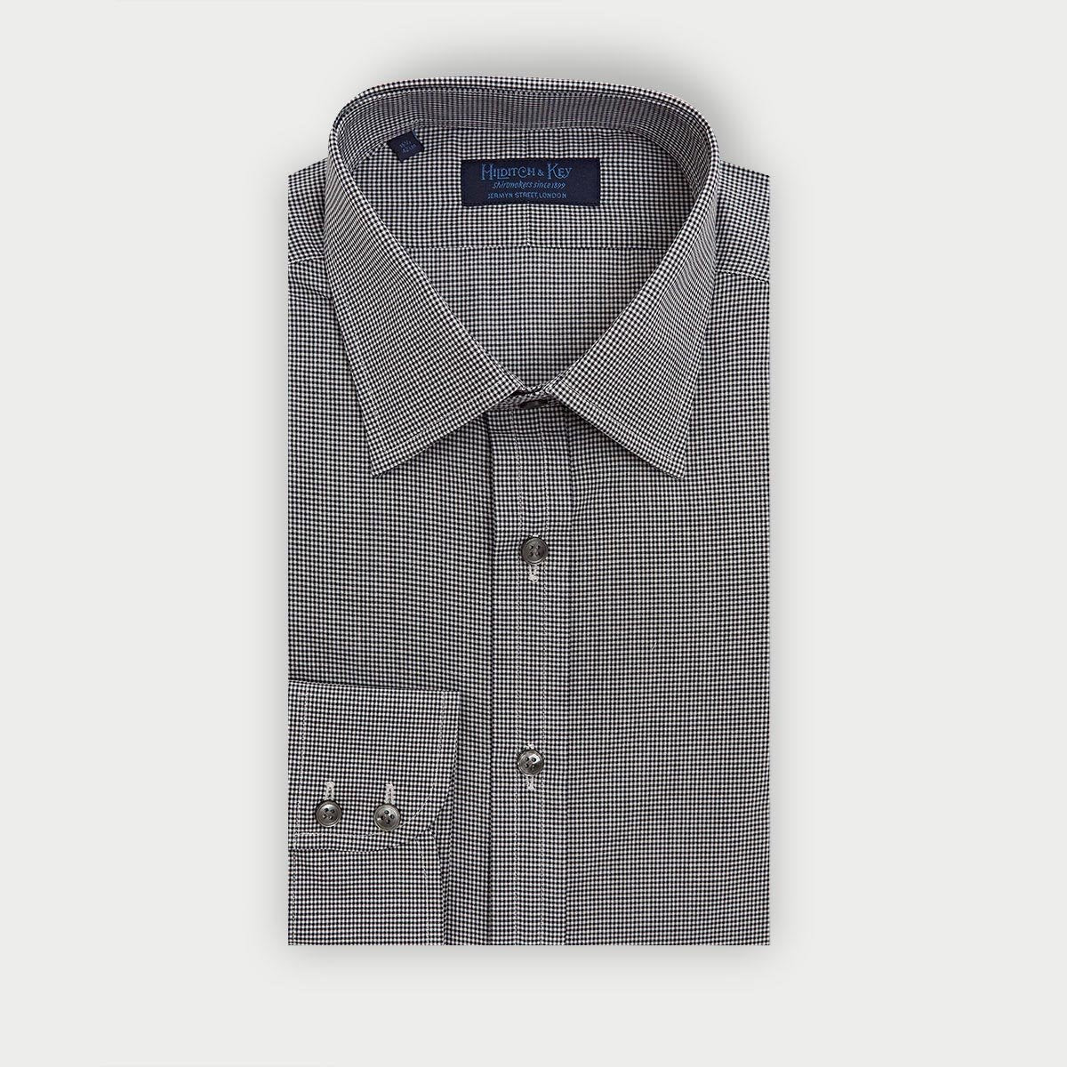 Contemporary Fit Check Cotton Shirt Classic Collar & Two Button Cuff