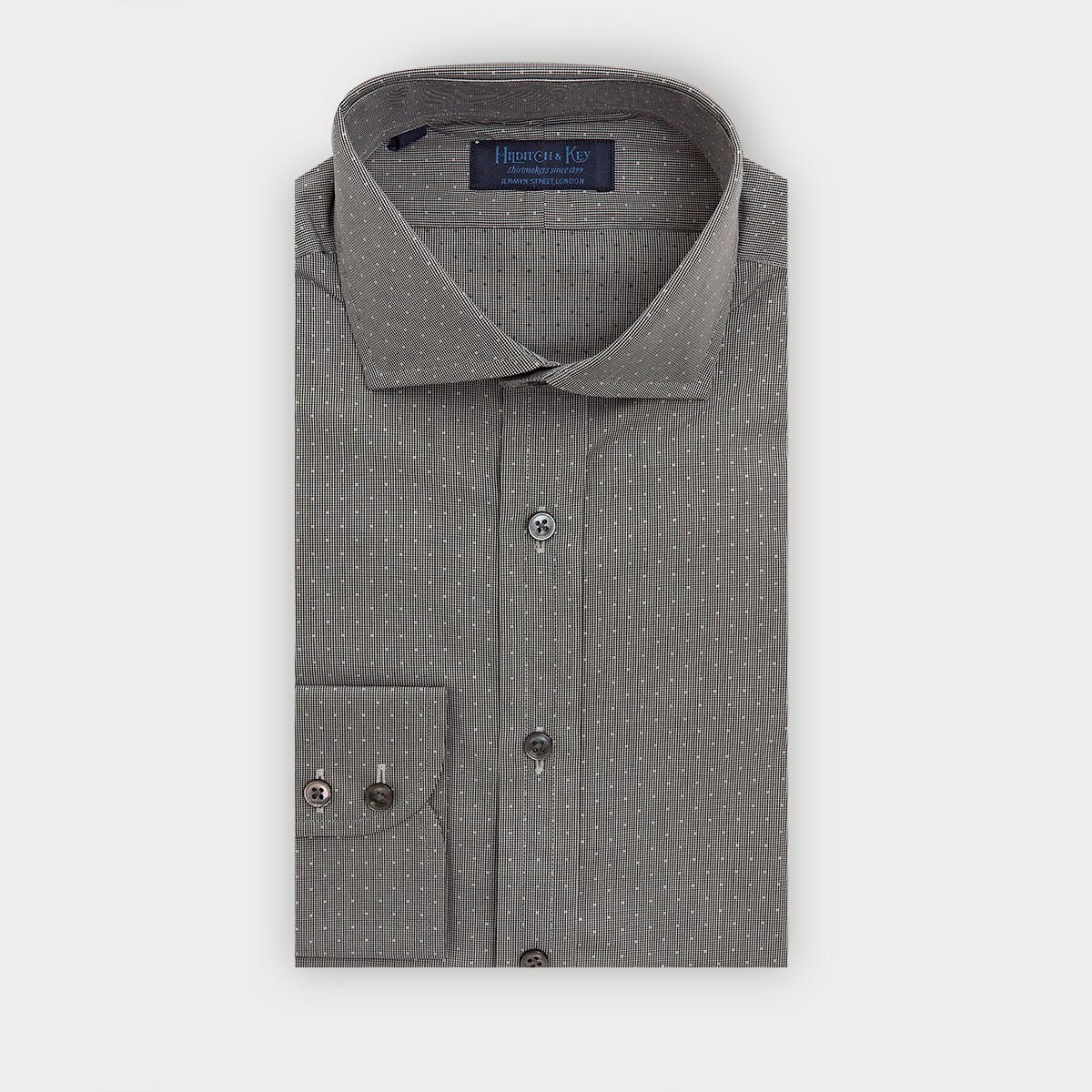 Contemporary Fit & White Dot Twill Cotton Shirt Cut away Collar & Two Button Cuff