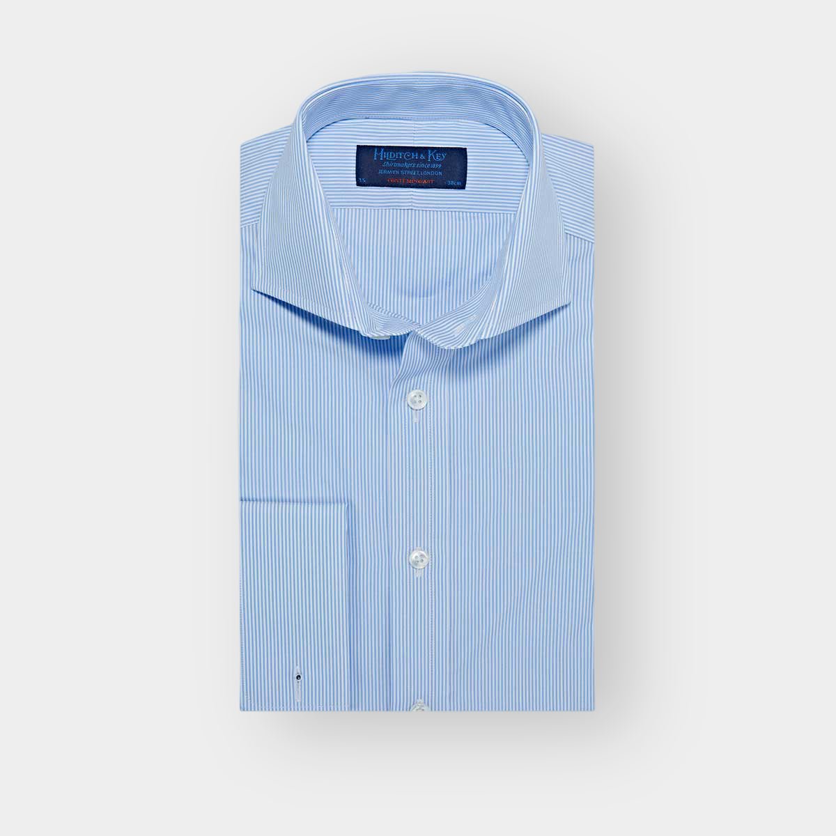 Contemporary Fit Fine Bengal Stripe Cotton Poplin Shirt Cut away Collar & Double Cuff