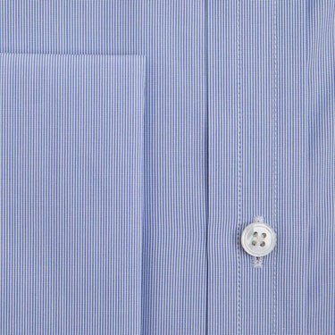 Contemporary Fit Blue Hairline Stripe Sea Island Quality Cotton Shirt with Classic Collar & Double Cuff
