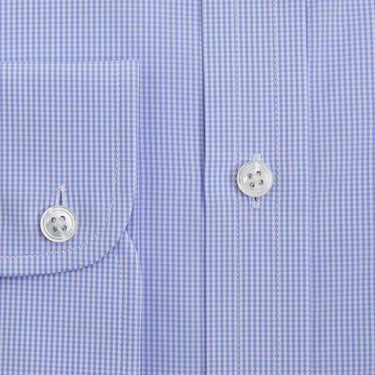 Contemporary Fit Blue Micro Check Sea Island Quality Cotton Shirt with Classic Collar & Two Button Cuff
