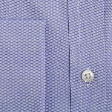 Contemporary Fit Blue Oxford Sea Island Quality Cotton Shirt with Classic Collar & Double Cuff