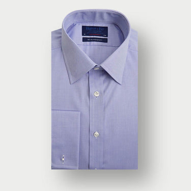 Contemporary Fit Blue Oxford Sea Island Quality Cotton Shirt with Classic Collar & Double Cuff