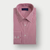 Contemporary Fit Burgundy Bengal Stripe Cotton Shirt with Classic Collar & Two Button Cuff