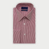 Contemporary Fit Burgundy Fine Bengal Stripe Sea Island Quality Cotton Shirt with Classic Collar & Double Cuff