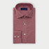Contemporary Fit Burgundy Gingham Check Cotton Twill Shirt with Cut - Away Collar & Two Button Cuff