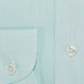 Contemporary Fit, Button Down Collar, 2 Button Cuff Shirt in a Plain Mint Green Linen