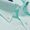 Contemporary Fit, Button Down Collar, 2 Button Cuff Shirt in a Plain Mint Green Linen