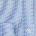 Contemporary Fit, Button Down Collar, 2 Button Cuff Shirt in White With Blue Basket Weave
