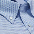 Contemporary Fit, Button Down Collar, 2 Button Cuff Shirt in White With Blue Basket Weave