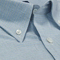 Contemporary Fit, Button Down Collar, 2 Button Cuff Shirt In White With Blue & Grey Micro Houndstooth
