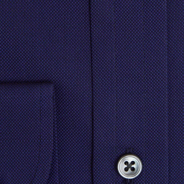 Contemporary Fit, Button Down Collar, Two Button Cuff Shirt In Navy Oxford