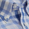 Contemporary Fit, Buttondown Collar, 2 Button Cuff Shirt in a Blue & White Check Twill Linen