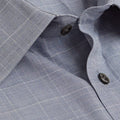 Contemporary Fit, Classic Collar, 2 Button Cuff Shirt in a Blue & White Check Twill Cotton