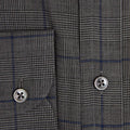 Contemporary Fit, Classic Collar, 2 Button Cuff Shirt in a Grey, Black & Navy PoW Check Twill Cotton
