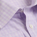 Contemporary Fit, Classic Collar, 2 Button Cuff Shirt in a Lilac, Navy & White Check Sea Island Quality Poplin Cotton