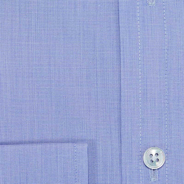 Contemporary Fit, Classic Collar, 2 Button Cuff Shirt in a Plain Blue End-On-End Cotton