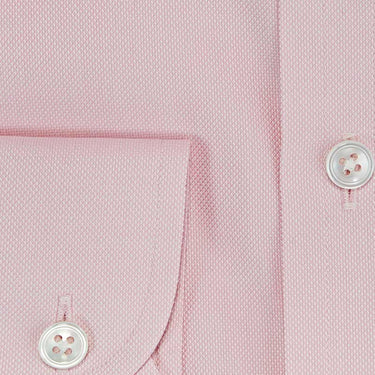 Contemporary Fit, Concealed Button Down Collar, Two Button Cuff In Pink Oxford