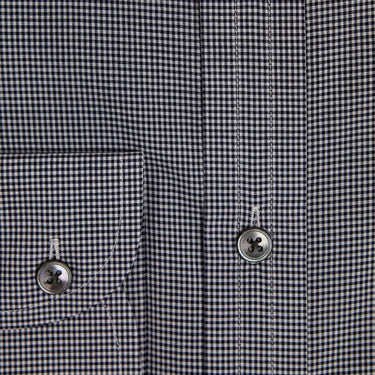 Contemporary Fit, Cut - away Collar, 2 Button Cuff Shirt in a Black & White Check Poplin Cotton