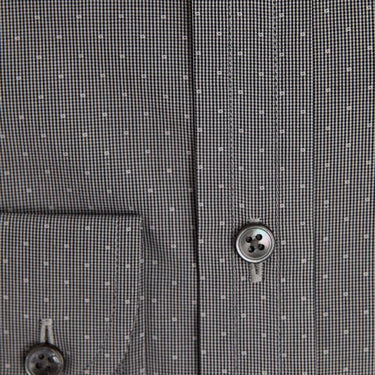 Contemporary Fit, Cut - away Collar, 2 Button Cuff Shirt in a Black & White Dot Check Twill Cotton