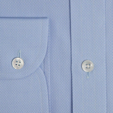 Contemporary Fit, Cut - away Collar, 2 Button Cuff Shirt in a Blue & White Textured Twill Cotton