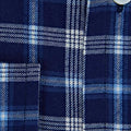 Contemporary Fit, Cut-away Collar, 2 Button Cuff Shirt in a Navy Check Brushed Cotton