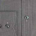 Contemporary Fit, Cut - away Collar, 2 Button Cuff Shirt in a Plain Black & White Houndstooth Cotton