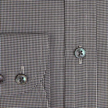 Contemporary Fit, Cut - away Collar, 2 Button Cuff Shirt in a Plain Black & White Houndstooth Cotton