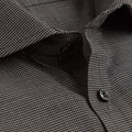 Contemporary Fit, Cut - away Collar, 2 Button Cuff Shirt in a Plain Grey & Black Houndstooth Cotton