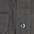Contemporary Fit, Cut - away Collar, 2 Button Cuff Shirt in a Plain Grey & Black Houndstooth Cotton