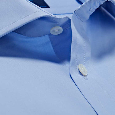 Contemporary Fit, Cut-away Collar, 2 Button Cuff Shirt in a Plain Sky Blue Poplin Cotton