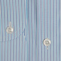 Contemporary Fit, Cut - away Collar, 2 Button Cuff Shirt in a Turquoise, Navy & White Stripe Poplin Cotton