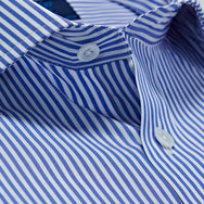 Contemporary Fit, Cut-away Collar, Double Cuff Shirt in a Blue & White Medium Bengal Poplin Cotton