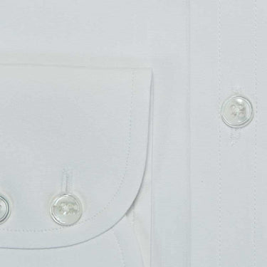 Contemporary Fit, Cut-away Collar, Two Button Cuff, In Plain White Poplin Cotton