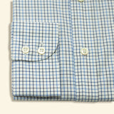 Contemporary Fit, Cutaway Collar, 2 Button Cuff Shirt in Blue & Navy Twill Check