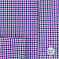 Contemporary Fit, Cutaway Collar, 2 Button Cuff Shirt in Pink & Sky Blue Check