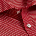 Contemporary Fit, Cutaway Collar, 2 Button Cuff Shirt in Red With White Line Stripe