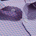 Contemporary Fit, Cutaway Collar, 2 Button Cuff Shirt in Sky Blue & Pink Check
