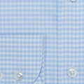 Contemporary Fit, Cutaway Collar, 2 Button Cuff Shirt in Sky Blue Twill Check