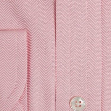 Contemporary Fit, Cutaway Collar, Two Button Cuff in Pink Herringbone