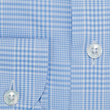 Contemporary Fit, Cutaway Collar, Two Button Cuff Light Blue & White POW Check