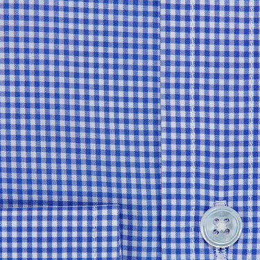 Contemporary Fit, Cutaway Collar, Two Button Cuff Shirt In Blue & White Fine Check