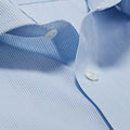 Contemporary Fit, Cutaway Collar, Two Button Cuff Shirt Light Blue Ladder Stripe