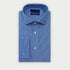 Contemporary Fit Dark Blue & White Fine Stripe Sea Island Quality Cotton Shirt with Cut - Away Collar & Double Cuff