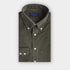 Contemporary Fit Green Fine Corduroy Shirt with Button Down Collar & Two Button Cuff