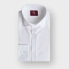 Contemporary Fit Honeycomb White Cotton Shirt with Cut - Away Collar & Two Button Cuff