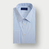 Contemporary Fit Light Blue Bar Stripe Cotton Shirt with Classic Collar & Double Cuff