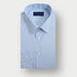 Contemporary Fit Light Blue Bengal Stripe Cotton Shirt with Classic Collar & Two Button Cuff
