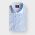 Contemporary Fit Light Blue Bengal Stripe Linen Shirt with Cut - Away Collar & Two Button Cuff